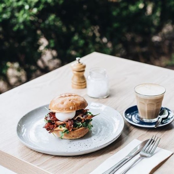 Brekky burger at Rae & Wood