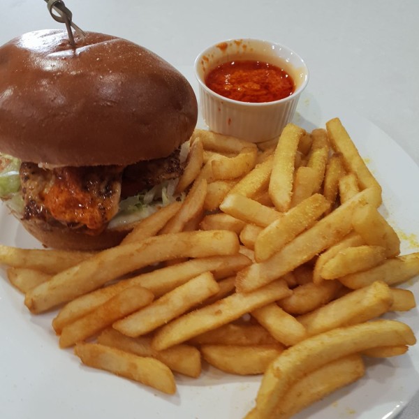 Burger and fries